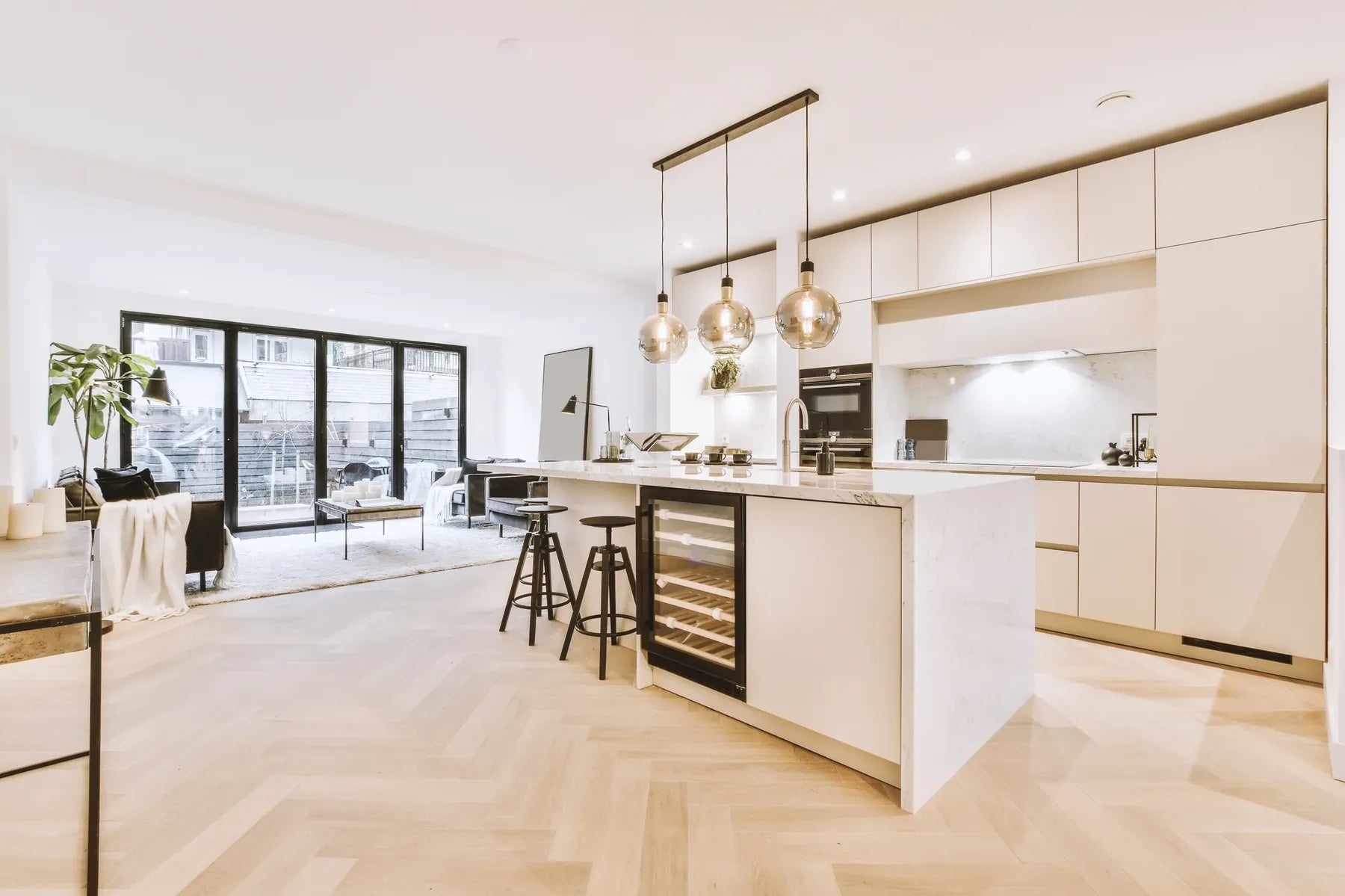 A bright open-plan kitchen and living room